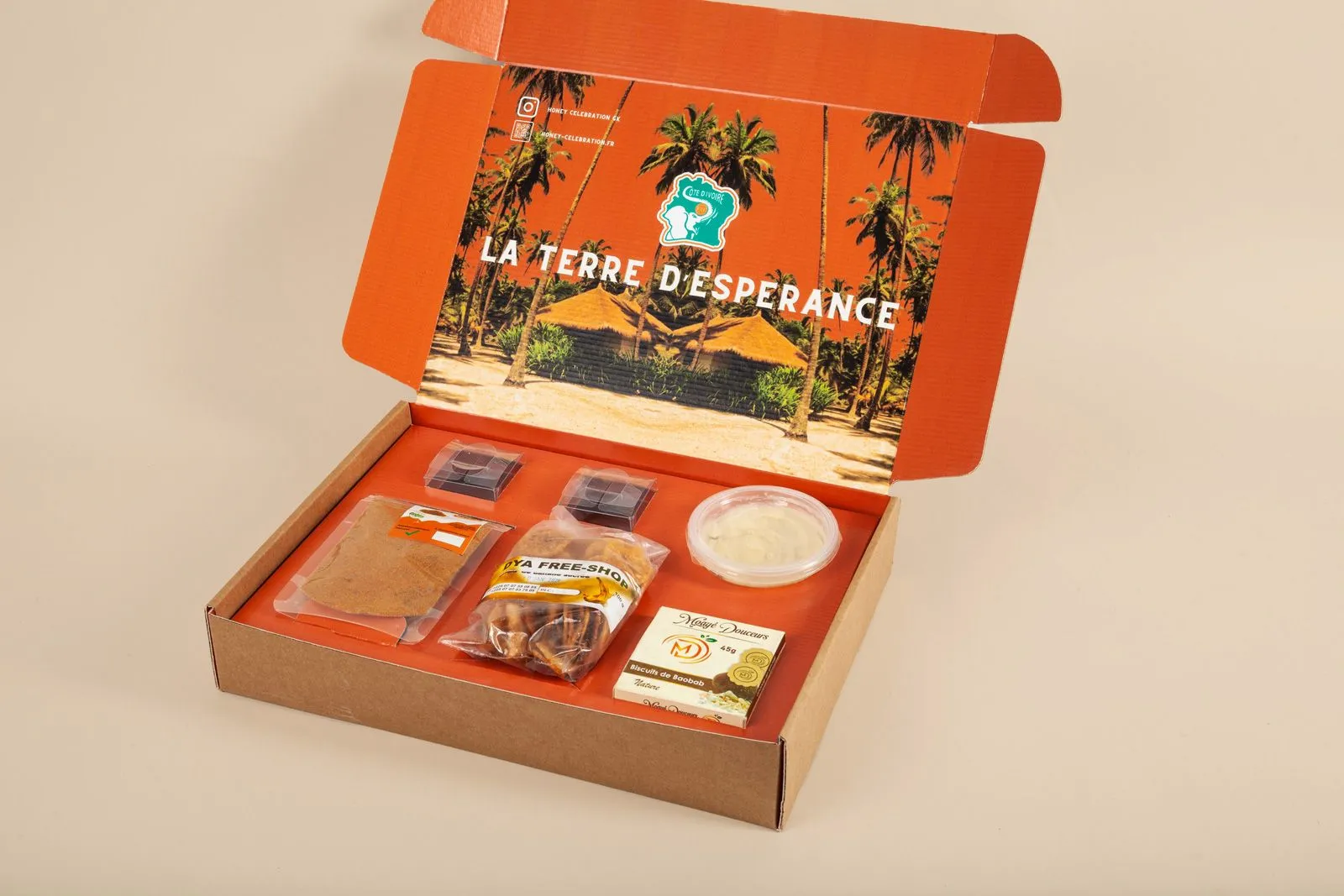 Coffret gourmand avec calage carton à faux fond