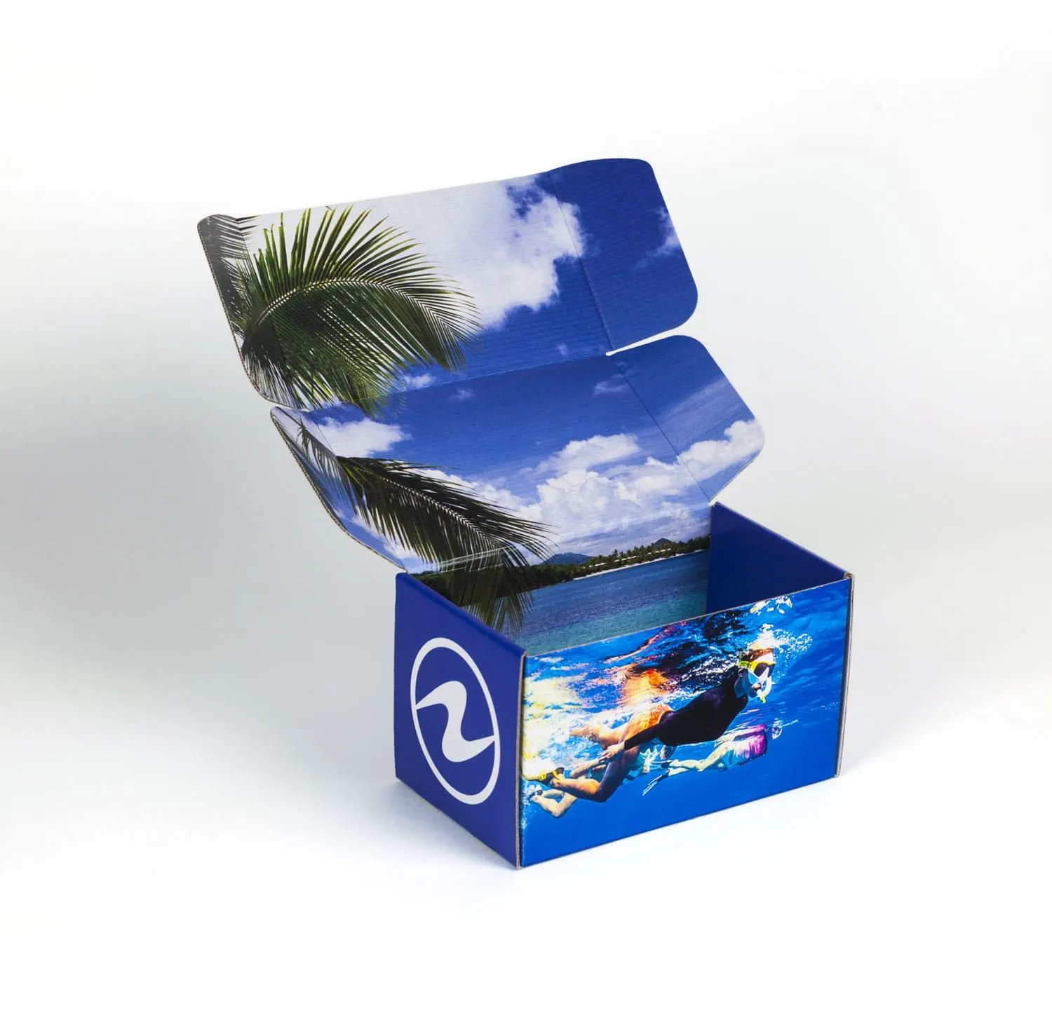 Boîte personnalisée Aqua Lung ouverte, impression intérieure
