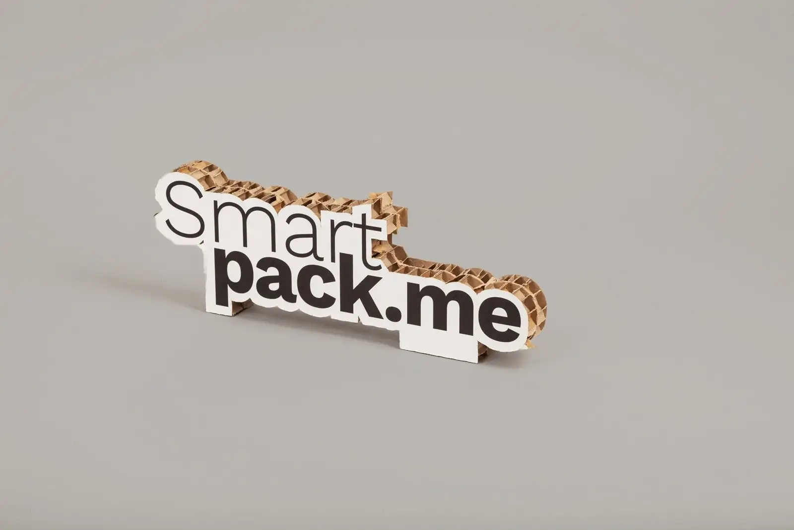 Logo en volume et lettres en carton alvéolaire découpés à la forme