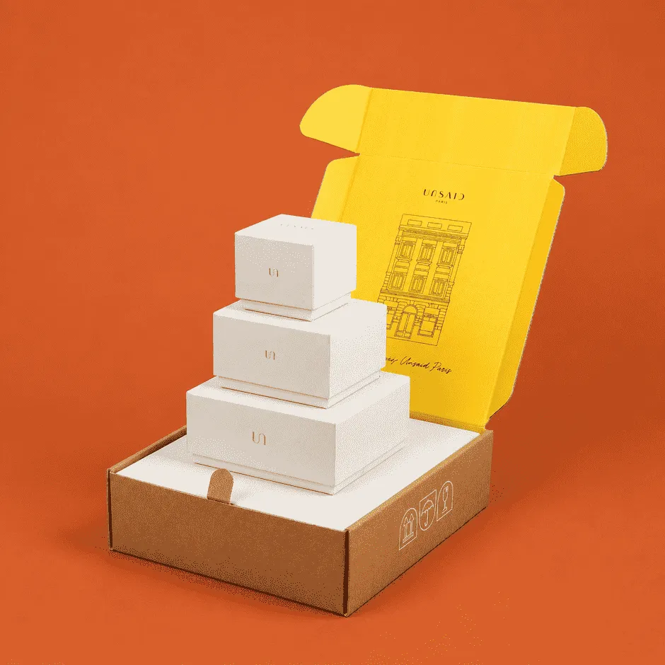 Boite e-commerce unsaid, vue ouverte