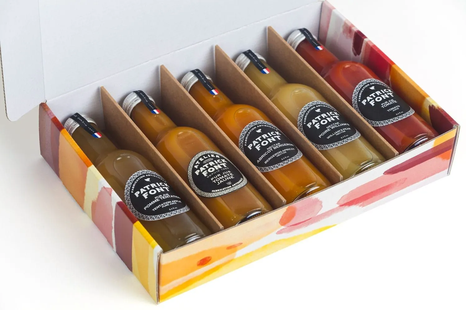 Calage carton à compartiments pour six bouteilles de jus Patrick Font