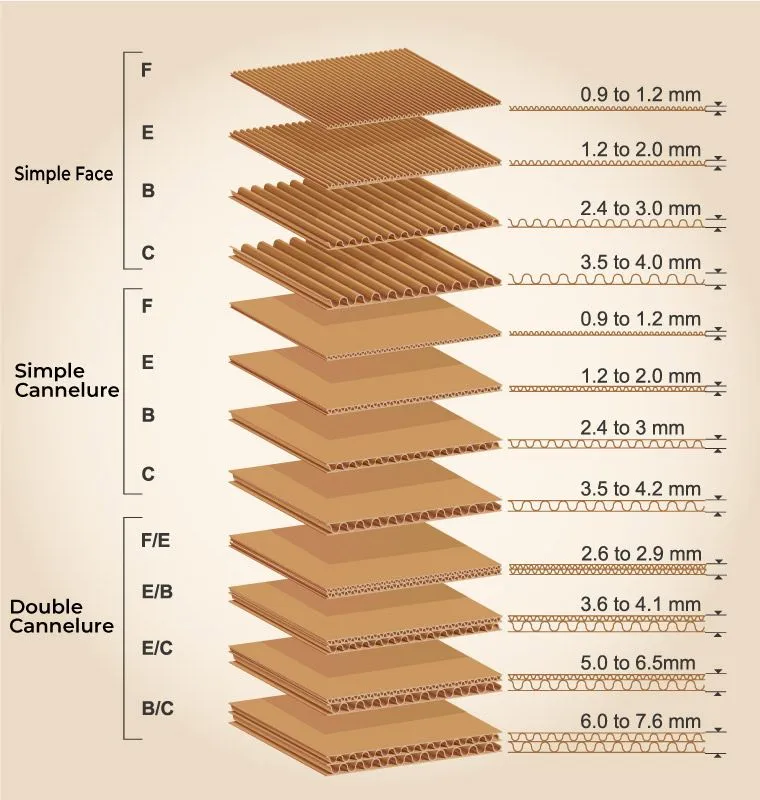 Coupe du carton ondulé : simple et double cannelure