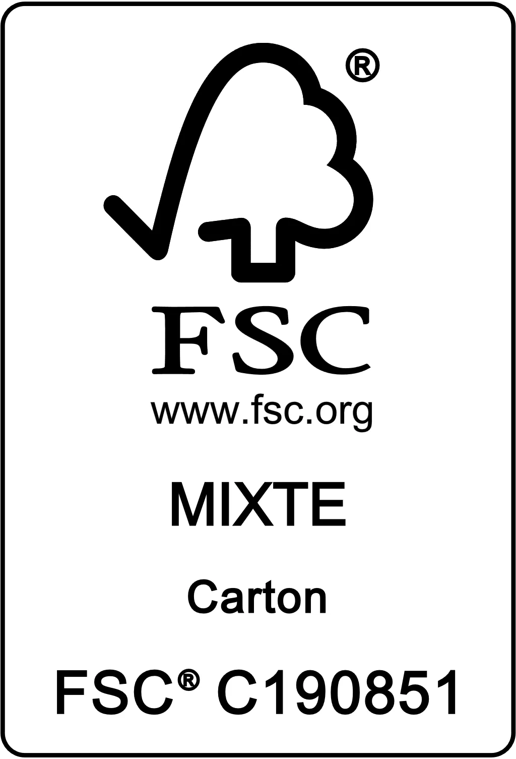Label FSC Mixte carton, code FSC C190851 de Smartpack