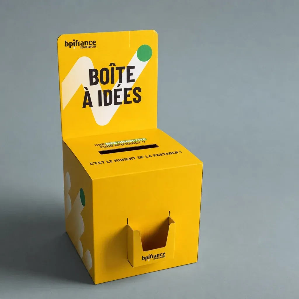 PLV de comptoir, PLV carton personnalisée, Urne en carton personnalisé, plu de comptoir, Smartpack, fabrication française