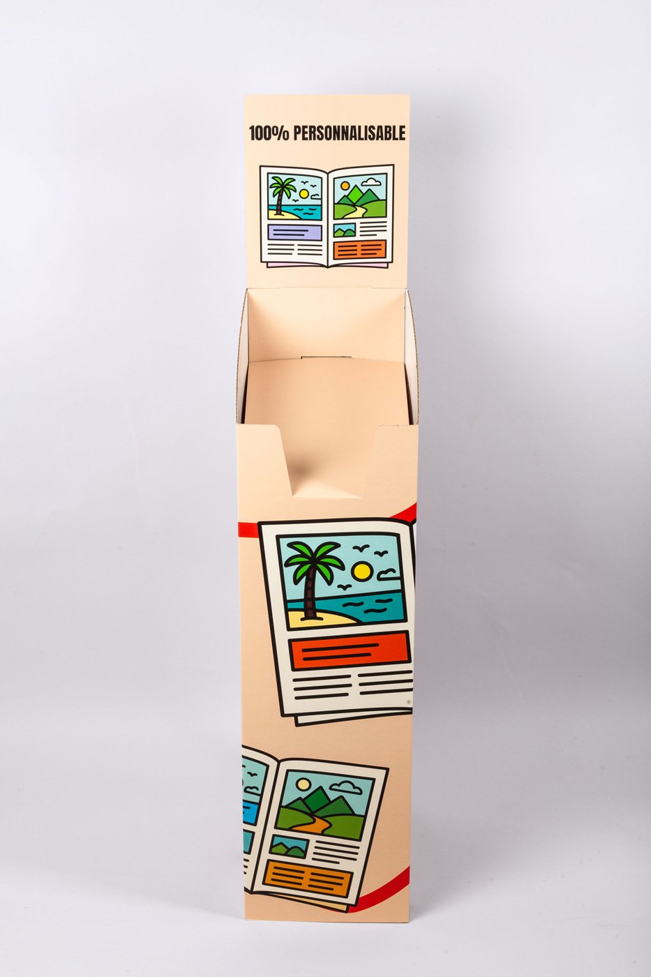 présentoir de sol pour brochure en carton personnalisable