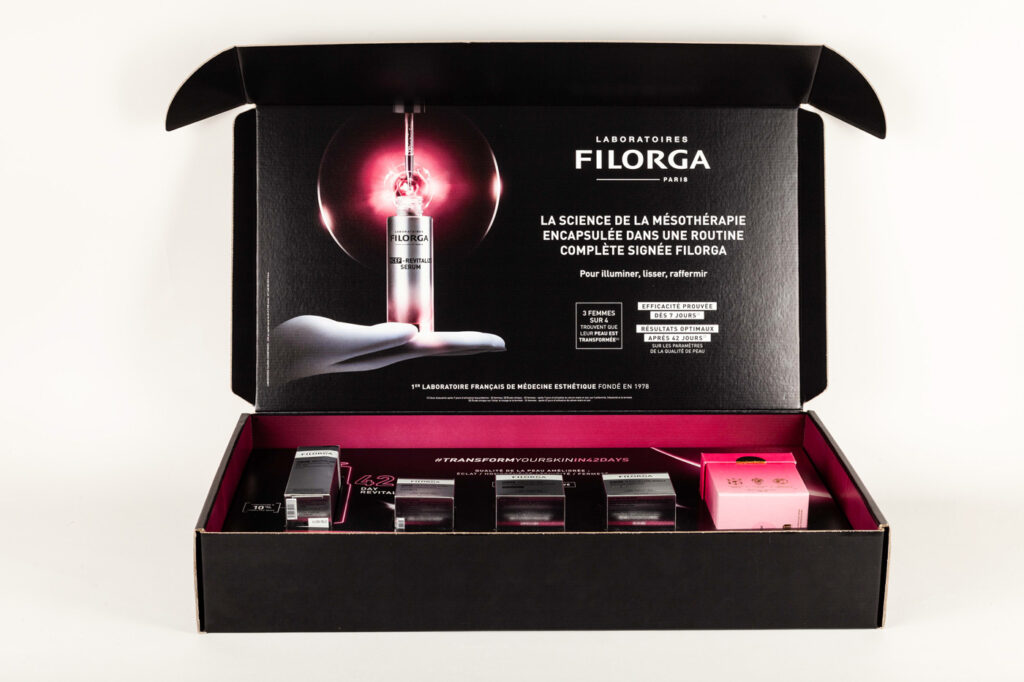 coffret avec calage carton et boite influenceur