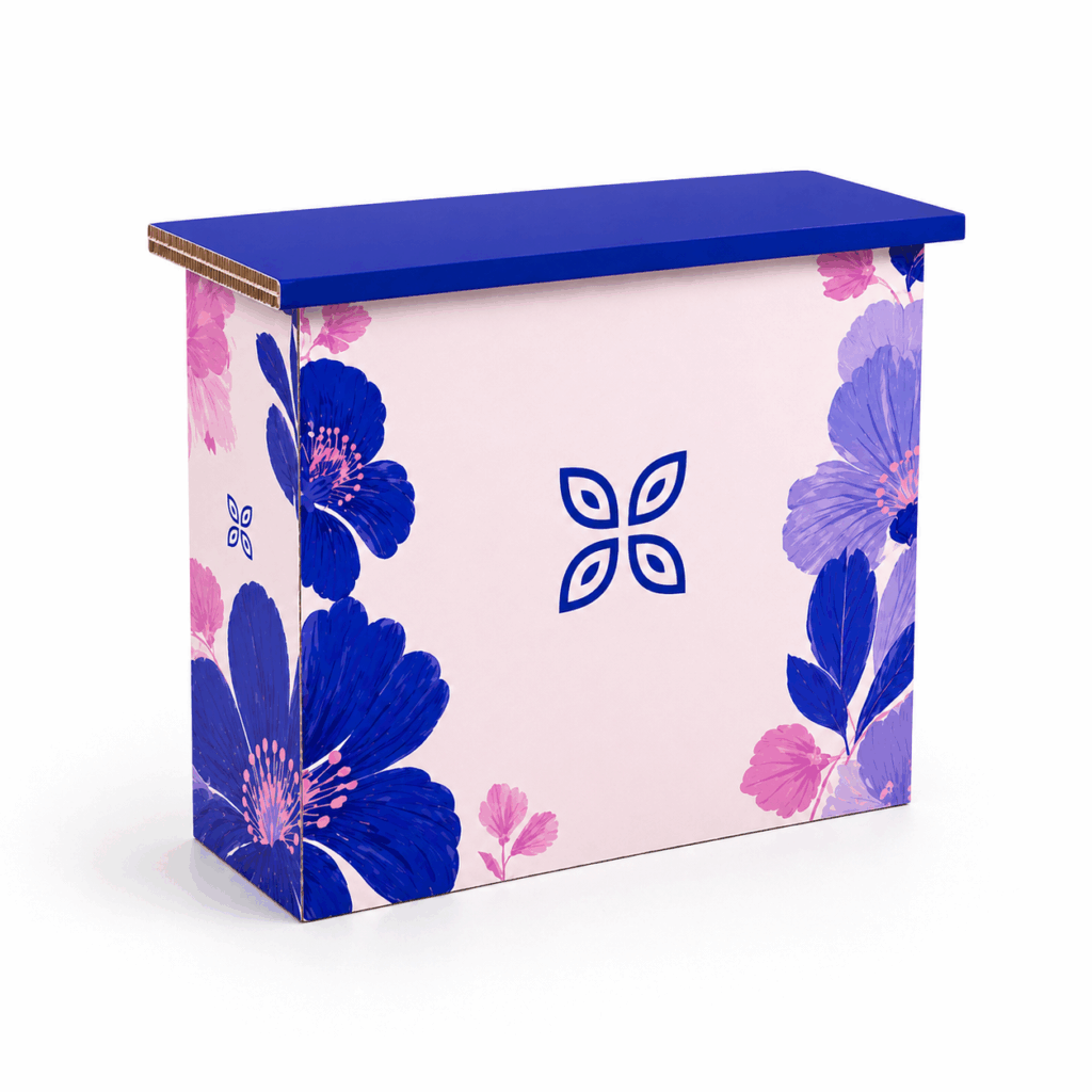 Comptoir d'accueil en carton personnalisable