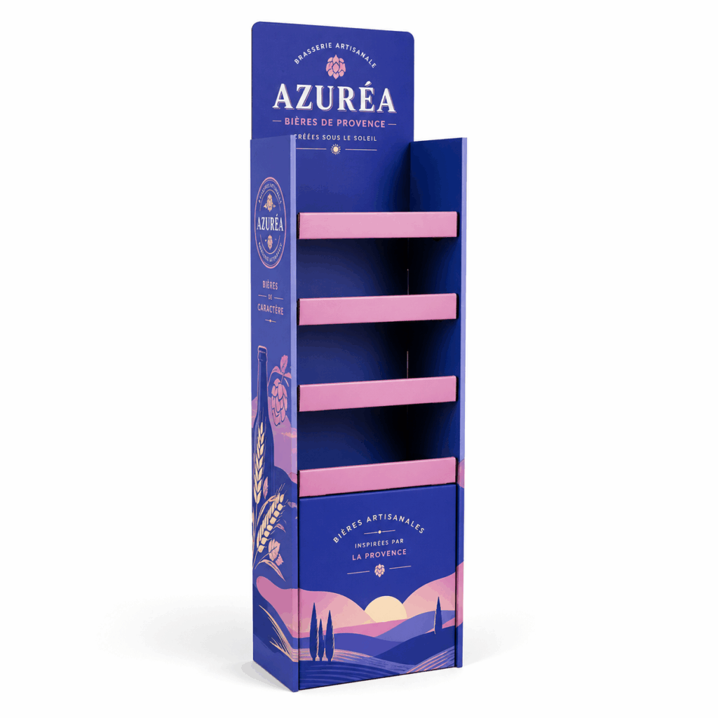 présentoir de sol personnalisable en carton ondulé