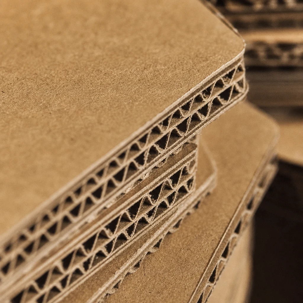 Carton ondulé brut, matière première d'un emballage carton écologique fabriqué en France