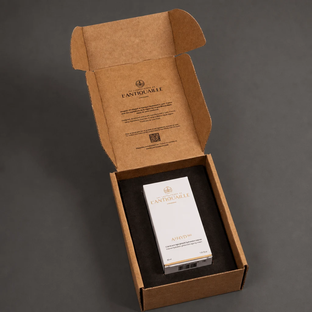 Boîte d'expédition, packaging carton personnalisé, boite d'expédition cosmétique avec calage, emballage sur mesure, Smartpack, fabrication française