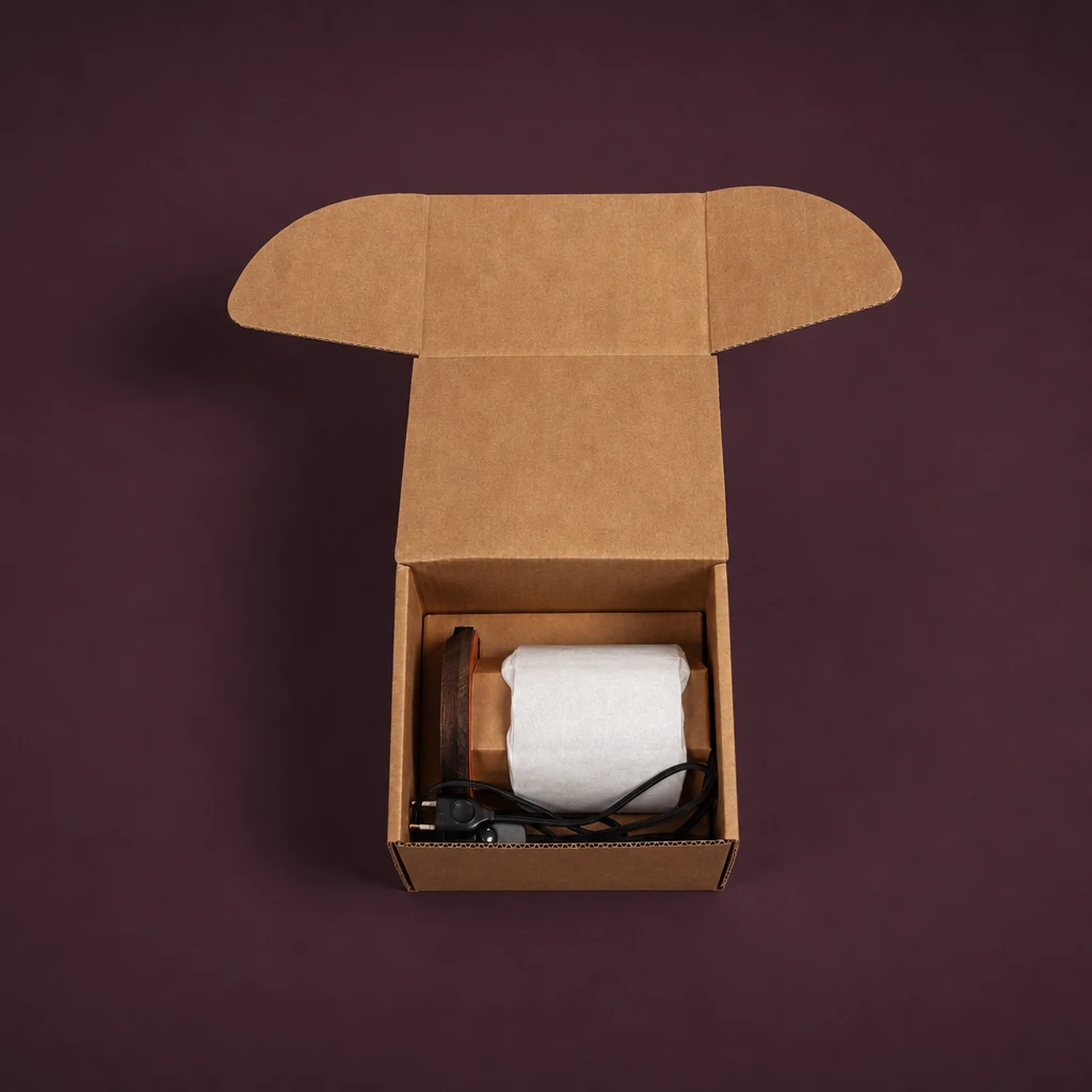 Boîte d'expédition, packaging carton personnalisé, emballage d'expédition lampe, emballage sur mesure, Smartpack, fabrication française