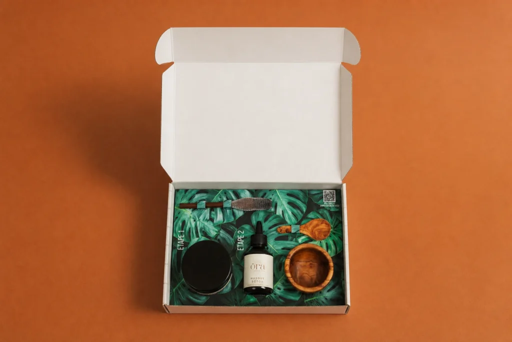 Coffret premium, packaging carton personnalisé, produits cosmétiques, emballage sur mesure, Smartpack, fabrication française