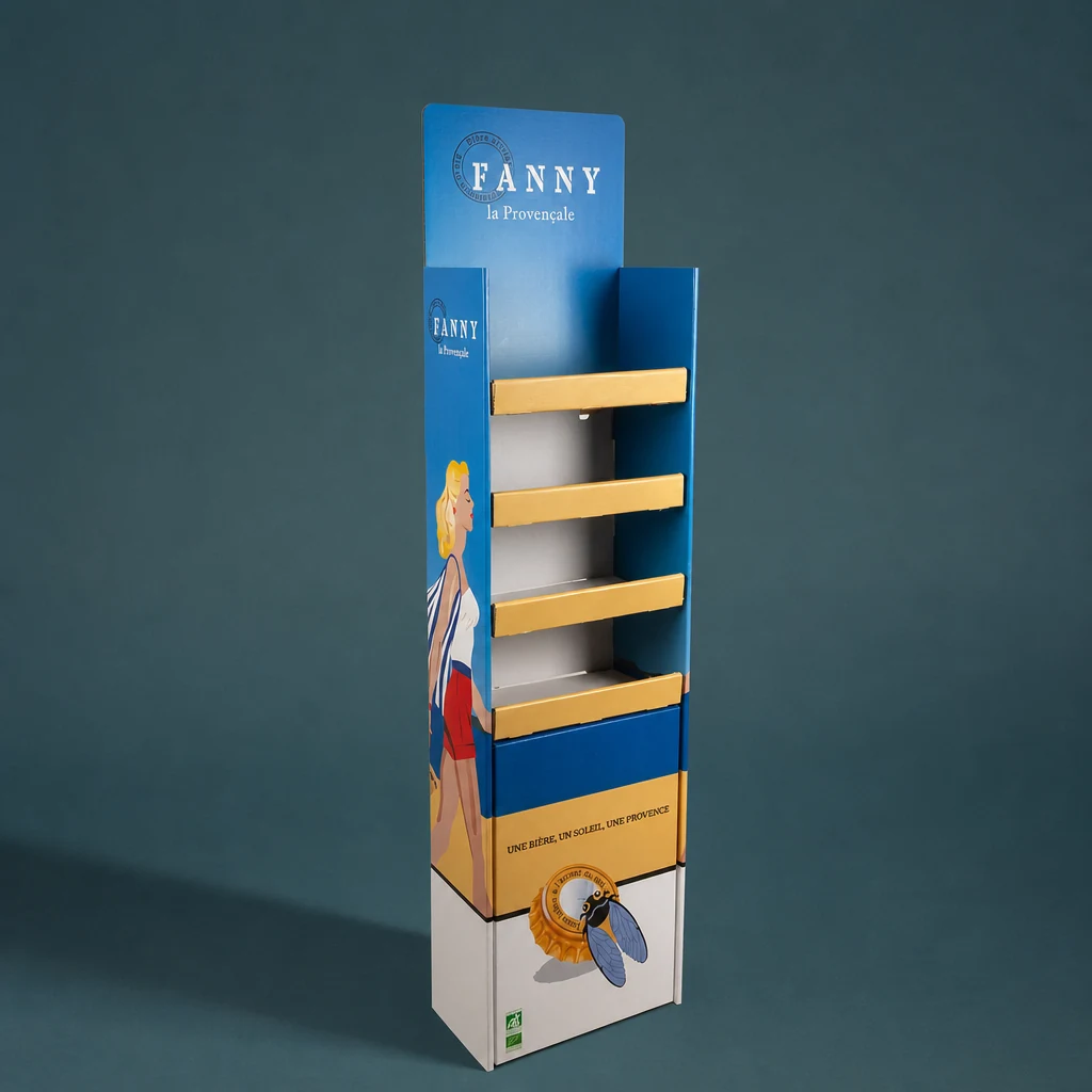 PLV de comptoir, PLV carton personnalisée, vin et spiritueux, packaging carton personnalisé, emballage sur mesure, Smartpack, fabrication française